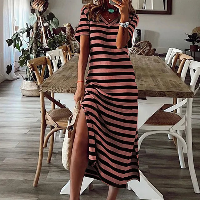 Norah - Elegant Striped Dress