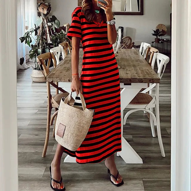 Norah - Elegant Striped Dress