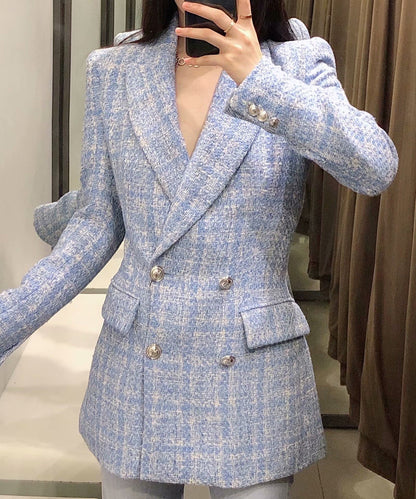 Double-breasted tweed coat for women