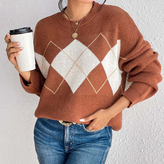 Xyria Sweater | Casual Geometric Knitted Sweater