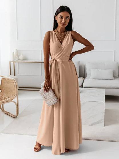 Gretchen -Ladies ankle-length dress with V-neckline