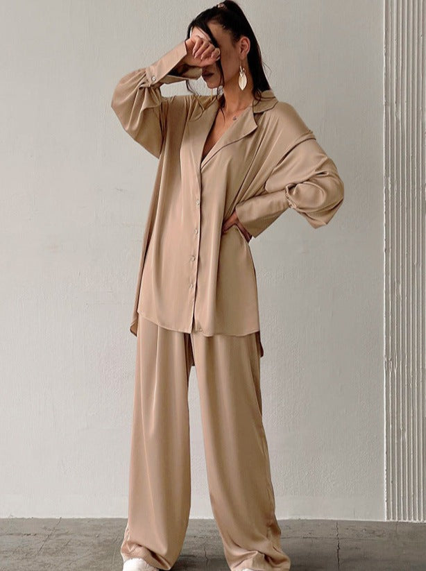 Adelina Long-sleeved two-piece pajamas with baggy pants