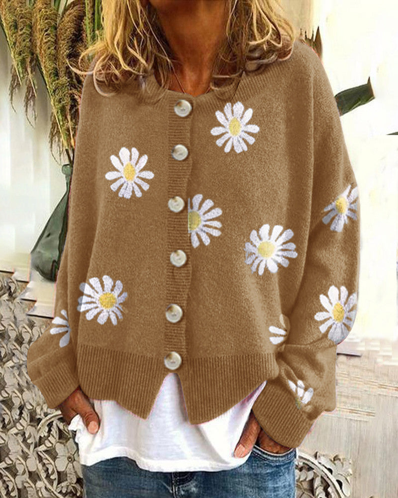 Ladies' cardigan with daisy design