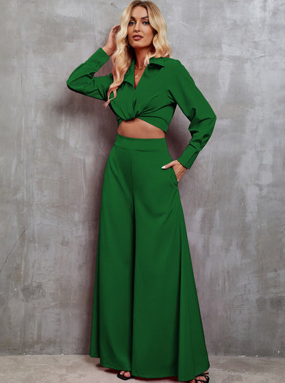 Solène - Long-sleeved leisure suit with wide pants