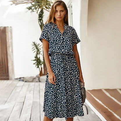 Anesley - Short-sleeved summer dress with polka dots