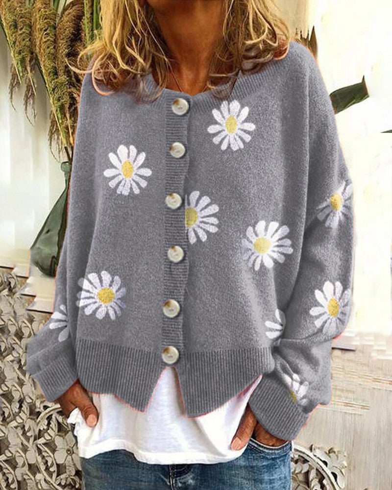 Ladies' cardigan with daisy design