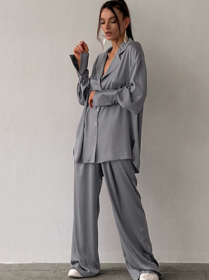 Adelina Long-sleeved two-piece pajamas with baggy pants