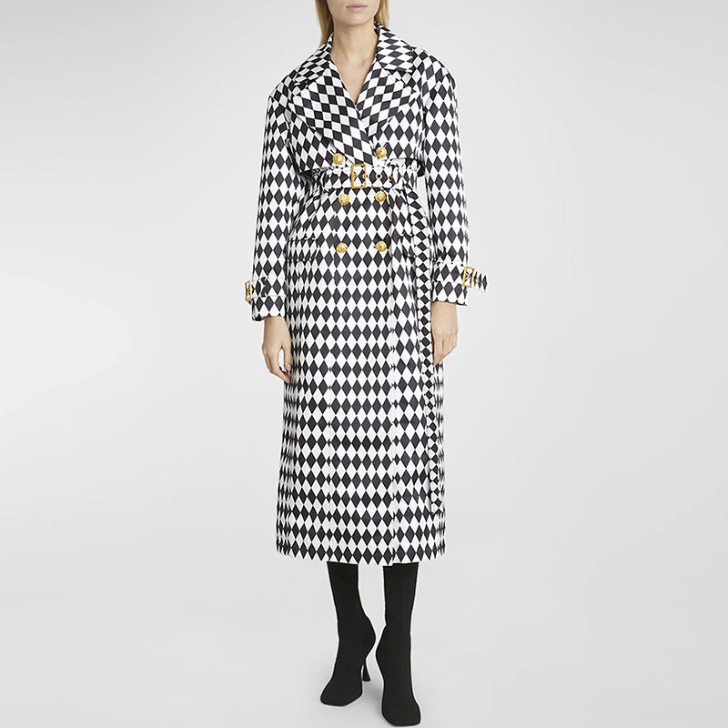 Harlequin trench coat for women