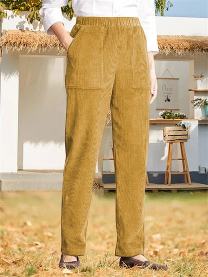 Lina - Women's Plain Corduroy Pants