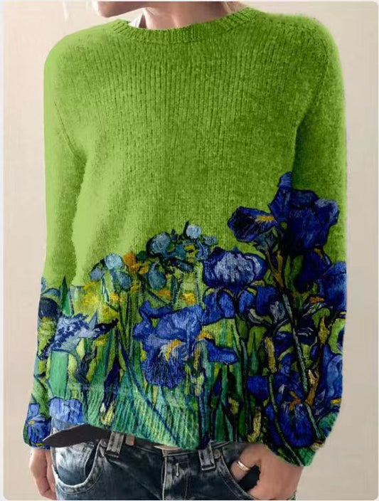 Sophie - Wool Ladies' Sweater With Floral Print