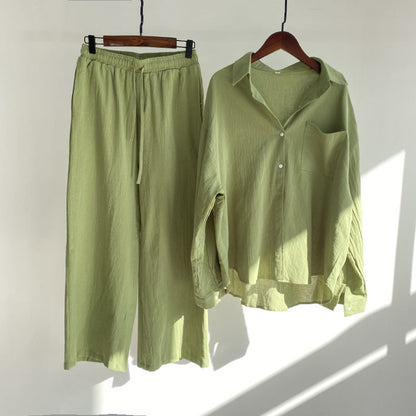 Andrada - Cotton linen shirt and high-waisted pants