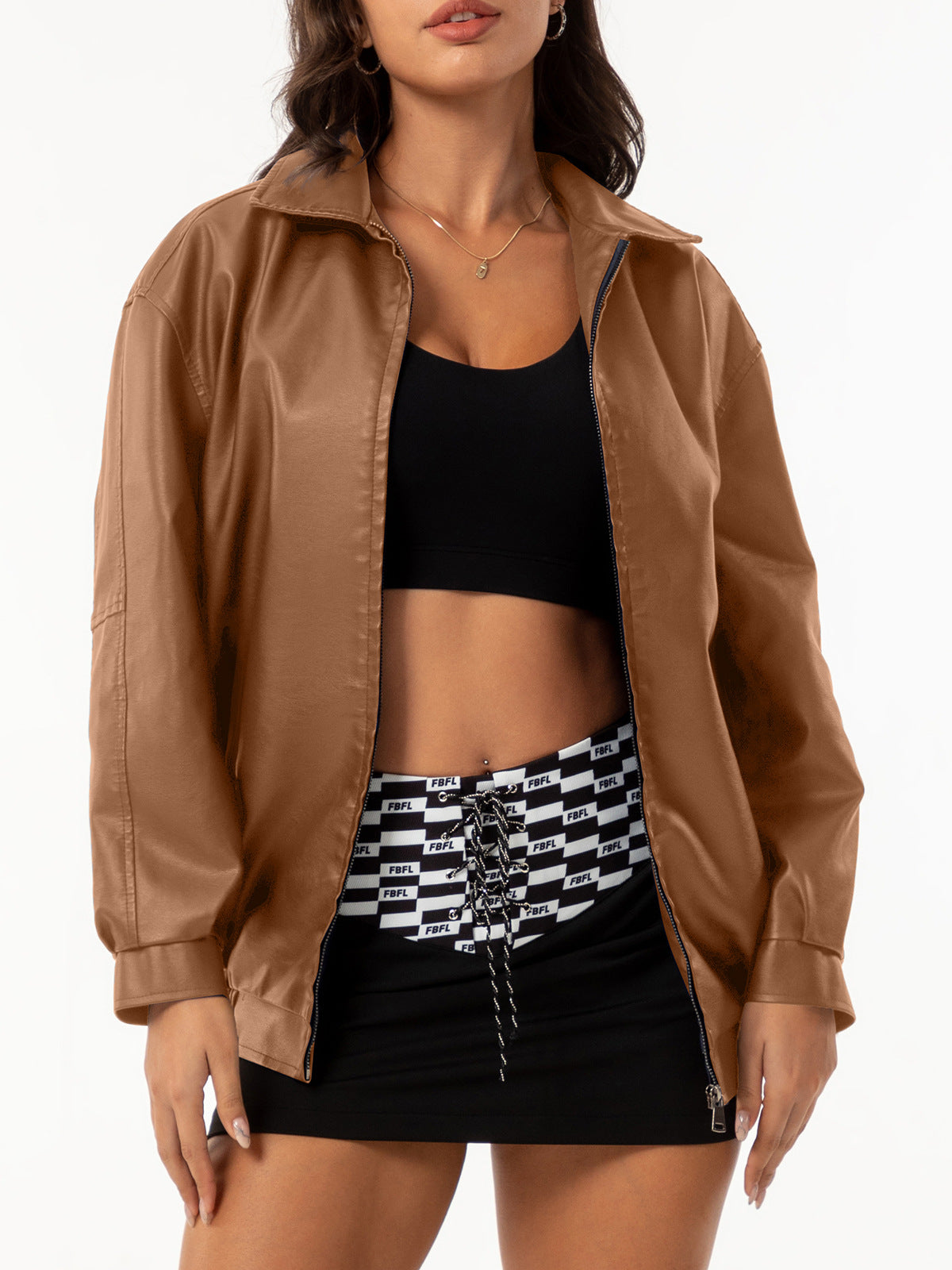 Jacket with zipper for women