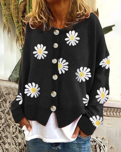 Ladies' cardigan with daisy design