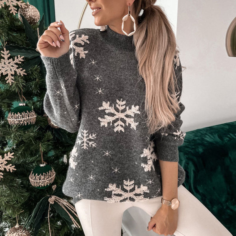 Xelly Sweater | Casual Snowflake Pattern Christmas Sweater