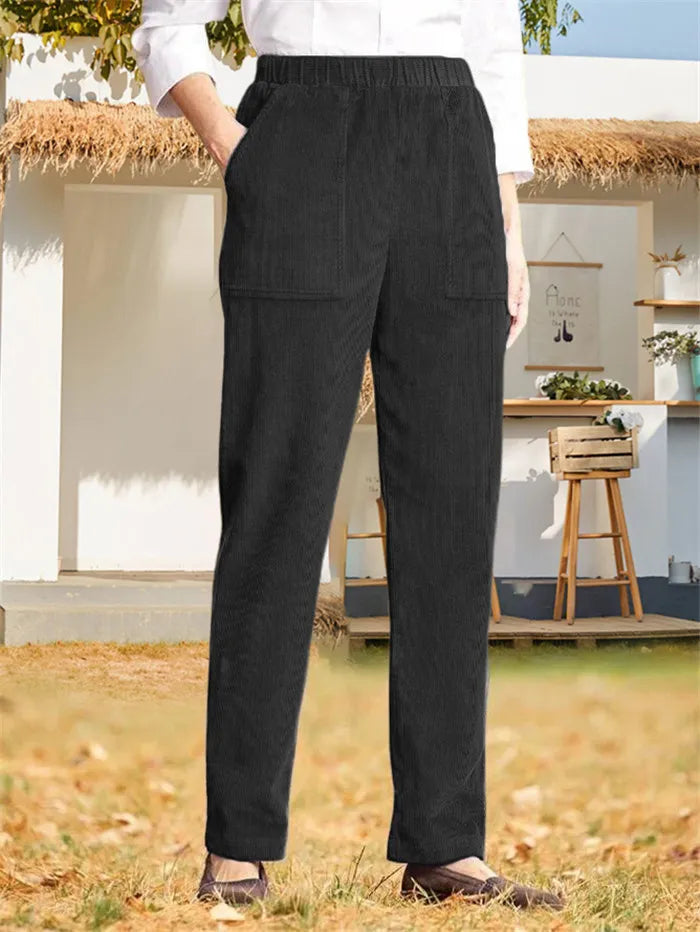 Lina - Women's Plain Corduroy Pants