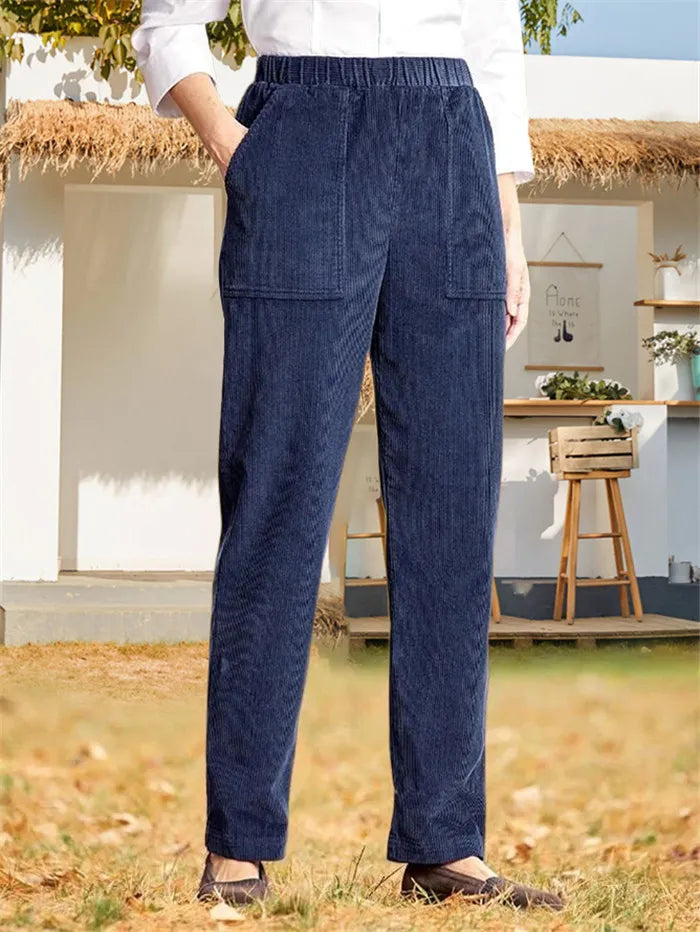 Marion - Plain corduroy pants for women