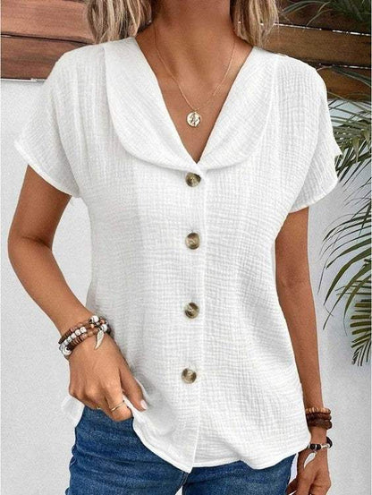 Blouse Short Sleeves - Casual Elegant - Soft Fabric - Perfect for Warm Days