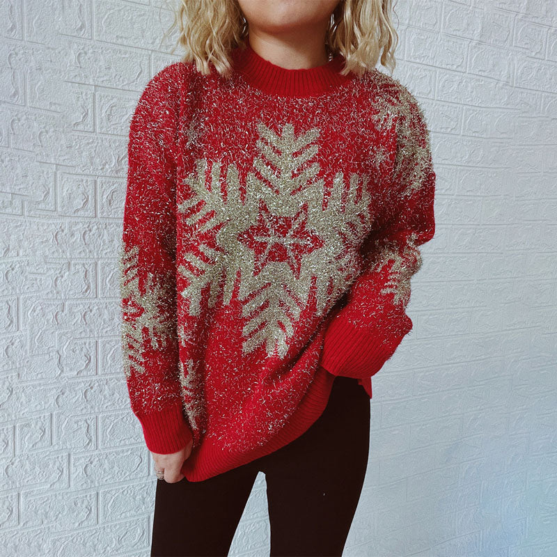 Xenita Sweater | Casual Red Knitted Christmas Sweater