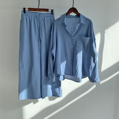 Andrada - Cotton linen shirt and high-waisted pants