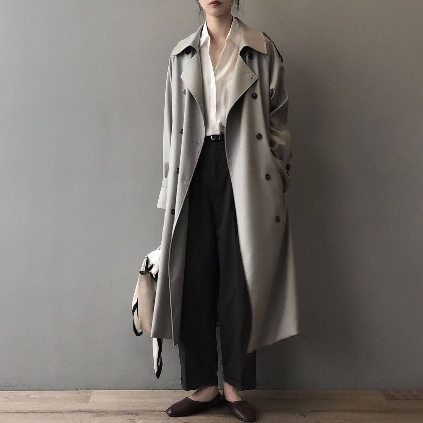 Double-breasted trench coat for women