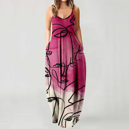 Vilea - Warm, long summer dress with suspenders