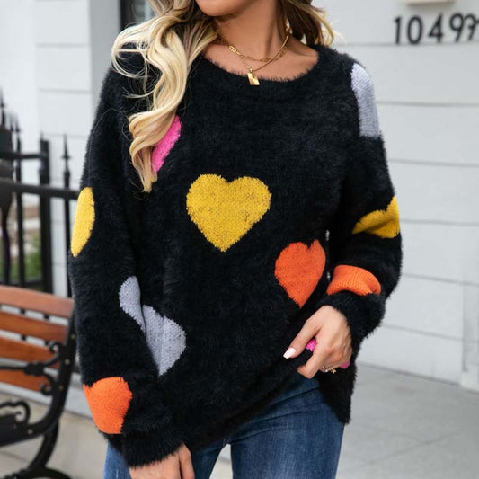 Wimka Sweater | Women's Heart Pattern Knitted Sweater