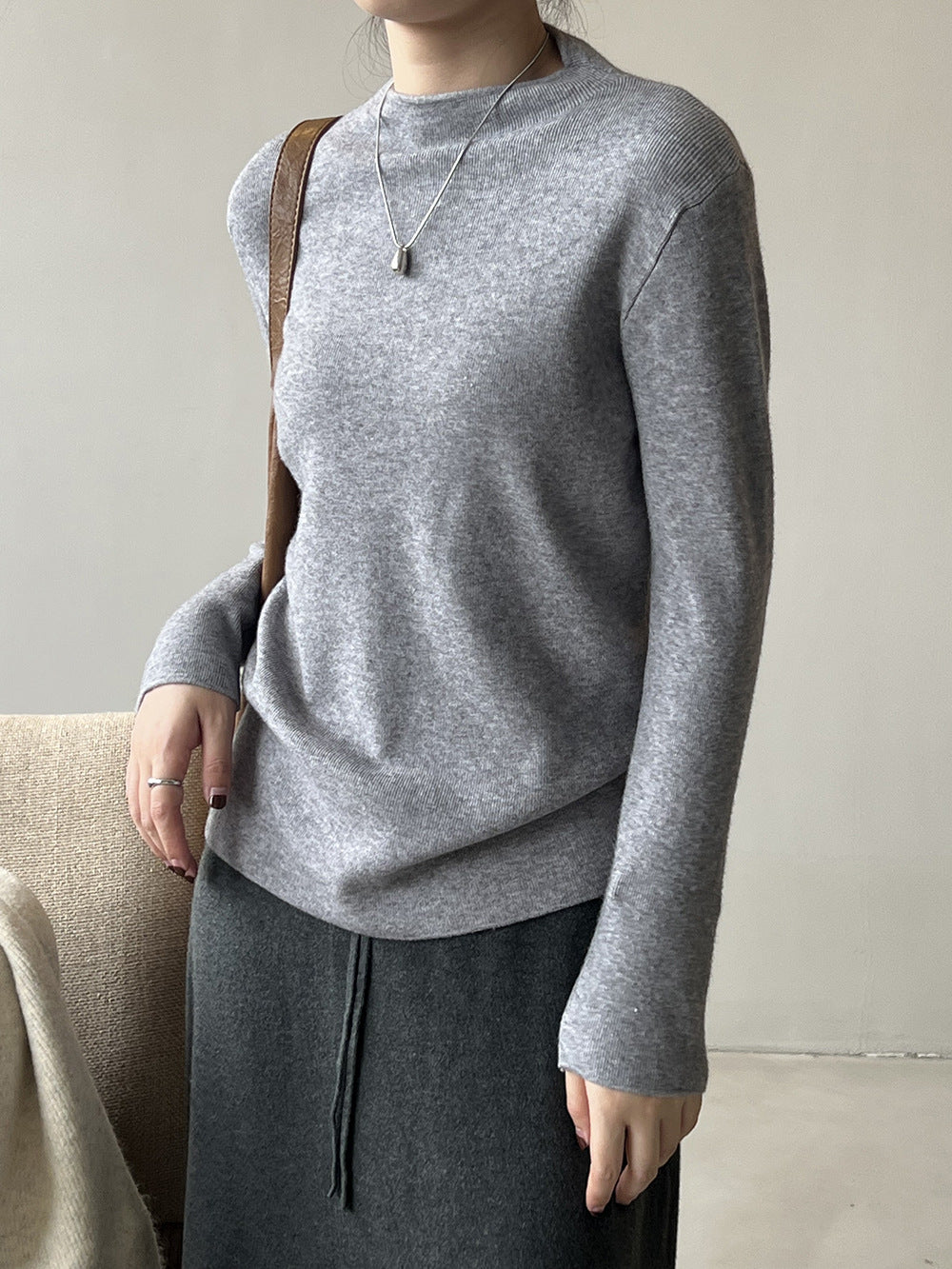 Women's half turtleneck sweater with soft texture