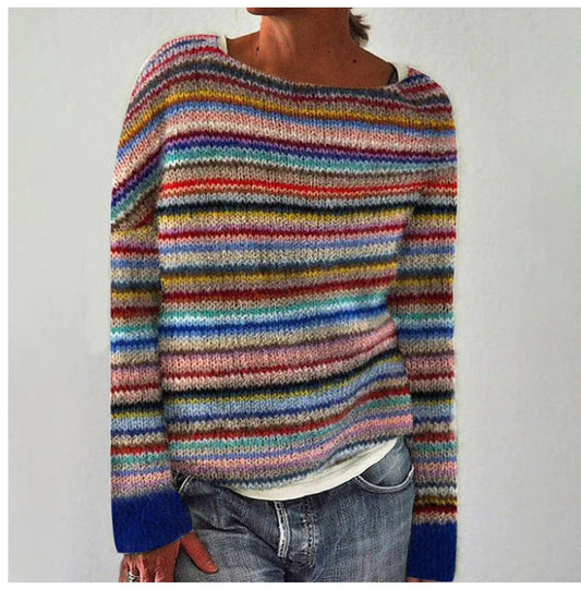 Manonin | Women's Multicolored Striped Sweater | Warm