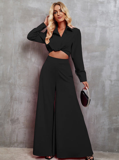 Solène - Long-sleeved leisure suit with wide pants