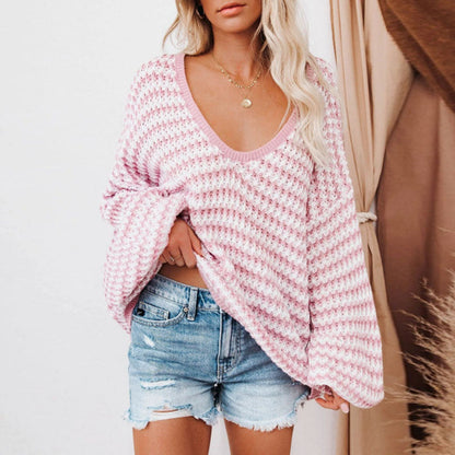 Xandra Sweater | Loose Knit Striped Sweater