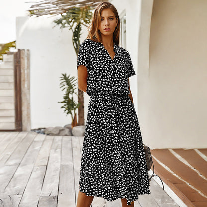 Anesley - Short-sleeved summer dress with polka dots