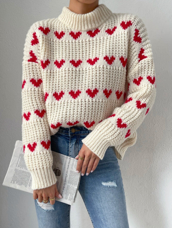 Women's half-neck sweater with loose fit