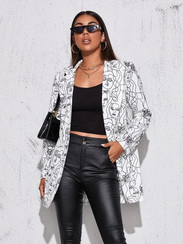 Artistically printed blazer for women