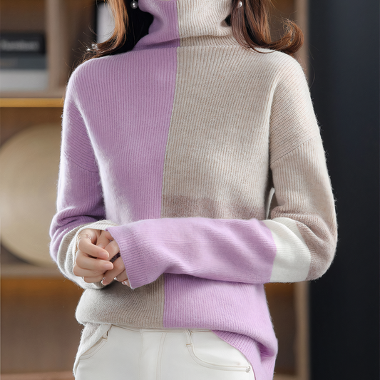 Colorful turtleneck sweater - Olive