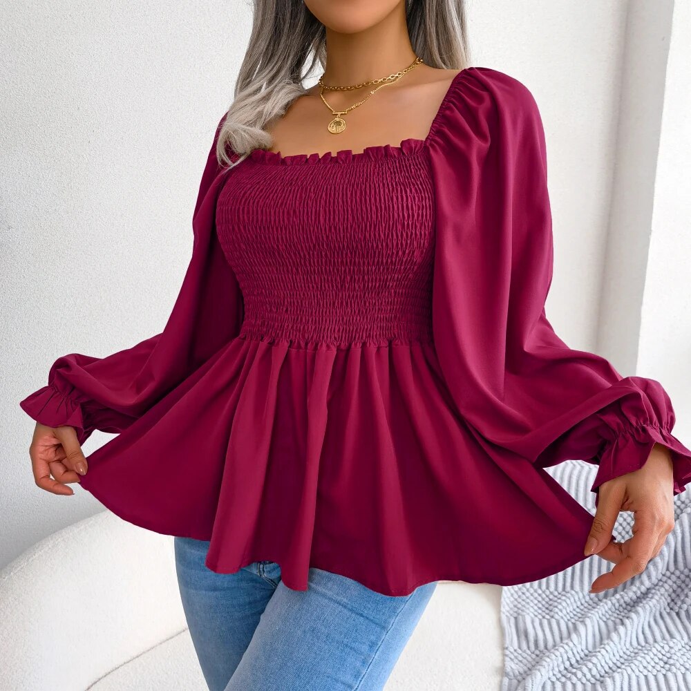 Salma Blouse | Smocked Blouse with Puff Sleeves