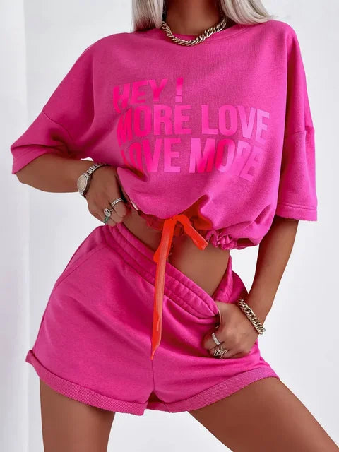 Love - Shorts with letter print and elasticated shorts set