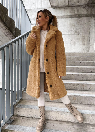 Chic, cozy, elegant, fluffy sherpa winter coat for women