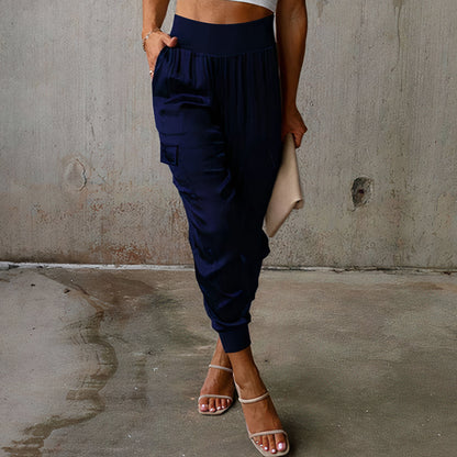 Elegant cargo pants with satin shimmer - Rayna