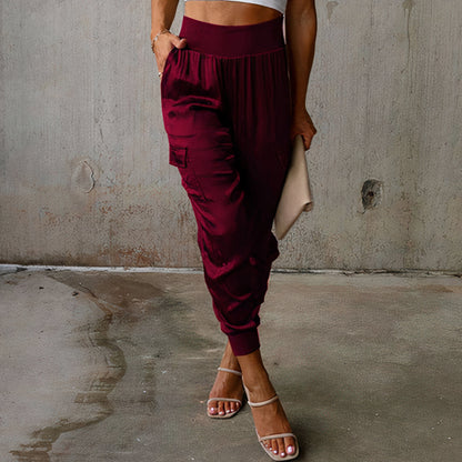 Elegant cargo pants with satin shimmer - Rayna