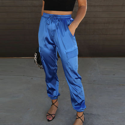 Elegant cargo pants with satin shimmer - Rayna