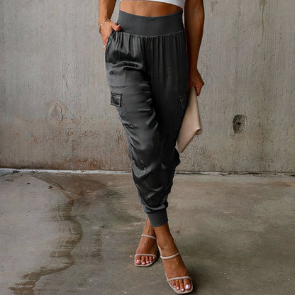 Elegant cargo pants with satin shimmer - Rayna