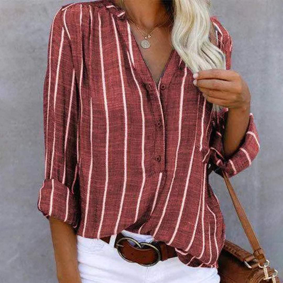 Striped Blouse - Casual Chic - Airy - Ideal for Office and Weekend