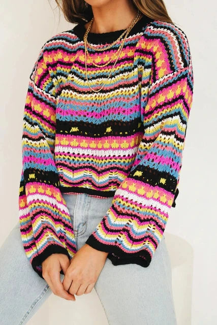 Venia Sweater | Women's Colorful crochet sweater