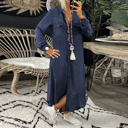 Reed - Comfortable Shirt Dress in Denim