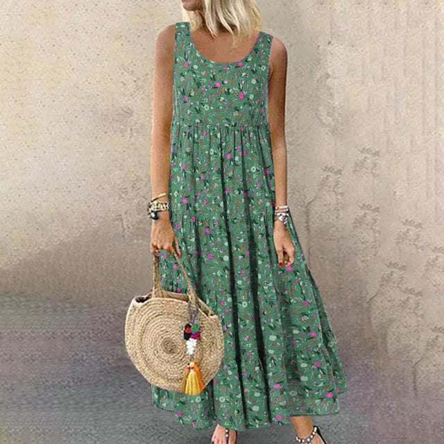 Rosanne - Sleeveless Floral Print Dress