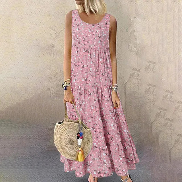 Rosanne - Sleeveless Floral Print Dress