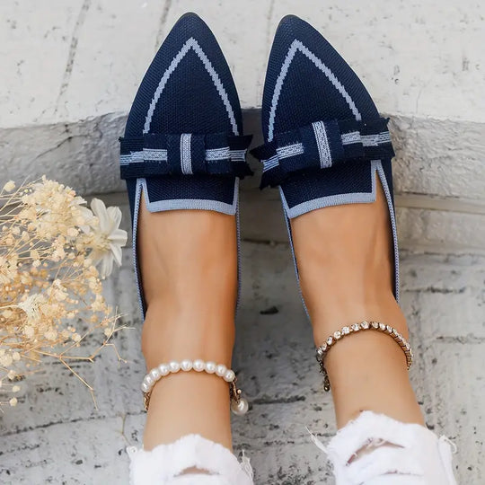 Quetura Shoes | Pointed Flats with Knot Design