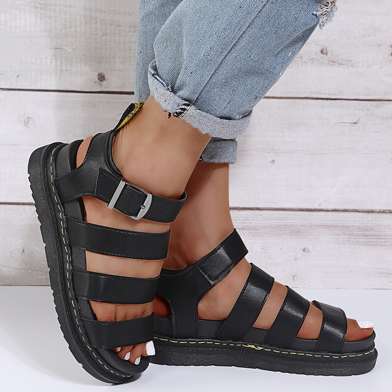 Elegant flat gladiator sandals - Everlee