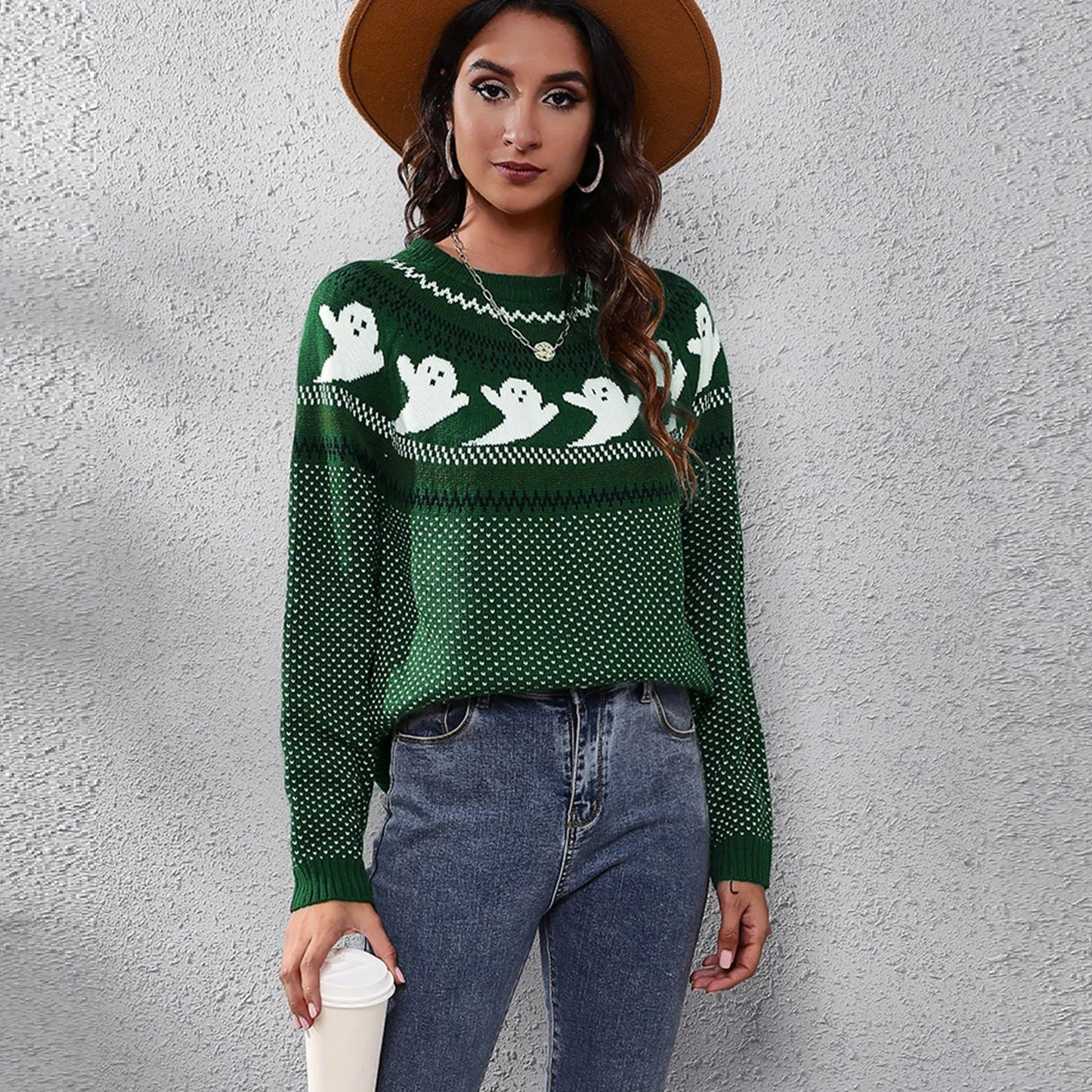 Jess fashion | vintage sweater for Halloween ghost for women