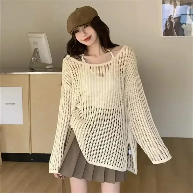 Zeynep-Warm oversize knitted sweater for women